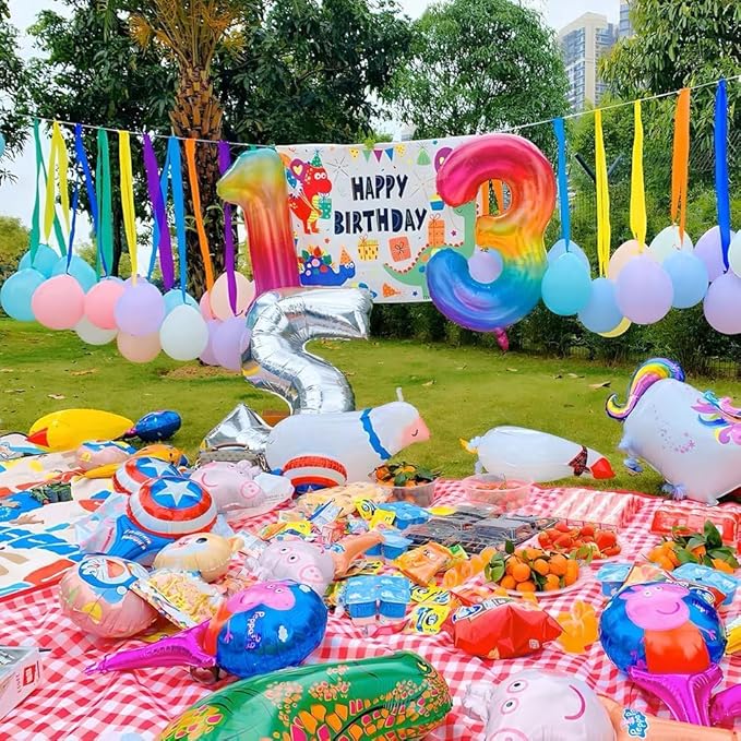 Rainbow Number 8 Balloon 40 Inch Rainbow 8 Balloon Giant Helium Foil Number 0 to 9 Balloons Birthday Wedding Party Digital Decorations Number 8