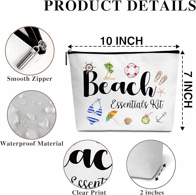 Summer Cosmetic Bag, Cruise Gift Makeup Bag with Zipper for Toiletry Bag Accessories, Beach Lover Gifts for Women Girls Birthday- B13