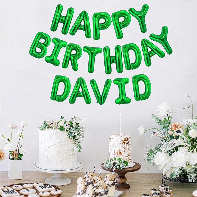 TONIFUL 65 Pcs 16 Inch Green Happy Birthday Balloons and 2 Sets A-Z Foil Letters Balloons DIY Personalized Phrase Banner for Birthday Celebration Halloween Thanksgiving Christmas Party Decorations