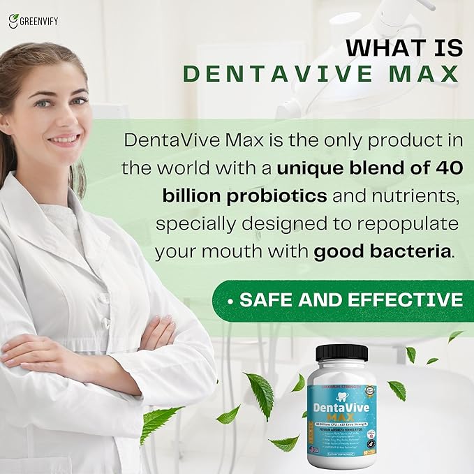 DentaVive Max Probiotic Supplement, 40 Billion CFU, 60 Capsules, Premium Oral Health Support for Teeth, Gums, Digestive Health (2)
