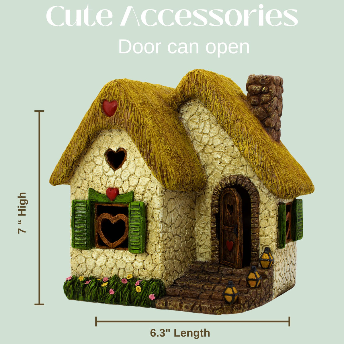 PRETMANNS Fairy House for Garden Outside Accessories Kit, 7" H, 4 Pieces