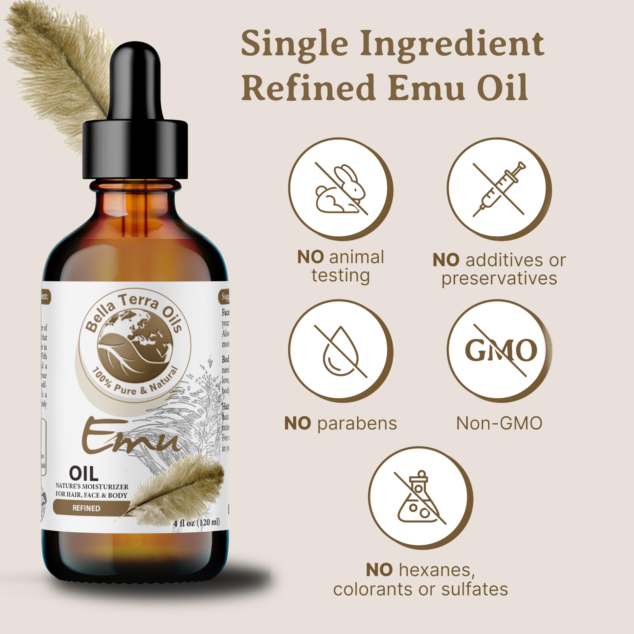 Bella Terra Oils - Emu Oil 16oz - The Ultimate Australian Emu Elixir, Packed with Essential Fatty Acids, Timeless Beauty's Secret Ingredient