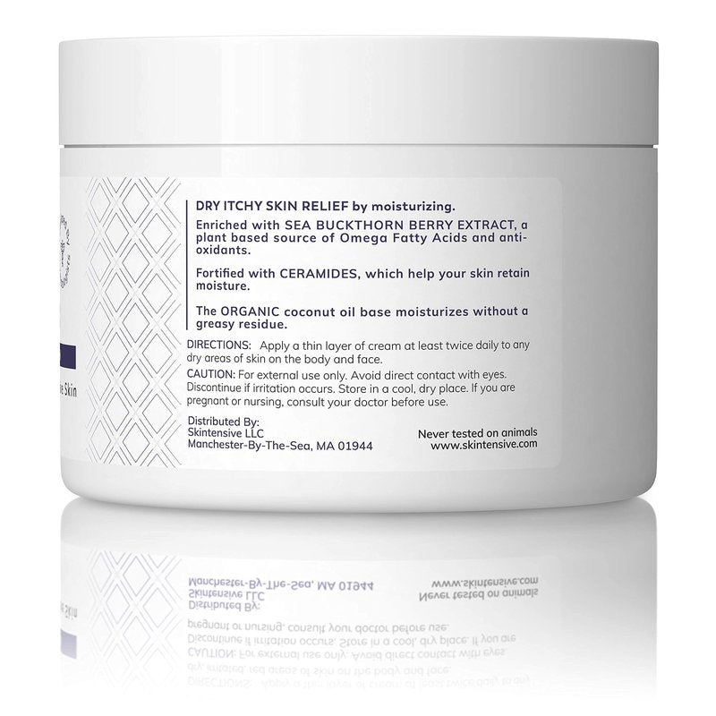 SKINTENSIVE Body Butter with Sea Buckthorn Extract - Organic Coconut Oil Body Butter Ointment for Eczema-Prone Skin, 8 oz