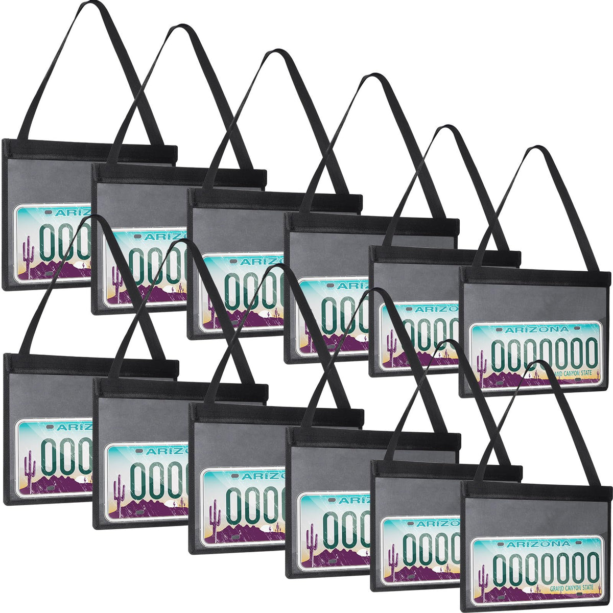 Cunno 12 Pcs License Plate Bags Temporary Dealer License Plate Holder With Hanging Strap Plastic Test Drive Platestag Tag Bags F