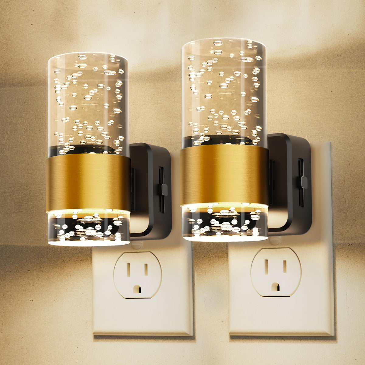 L LOHAS LED Night Light,Dimmable Night Lights Plug into Wall, 2 Pack Acrylic Nightlight with 0-100 LM Adjustable Brightness, 3000K Plug in Night Light with Dusk to Dawn Sensor, for Bathroom Hallway