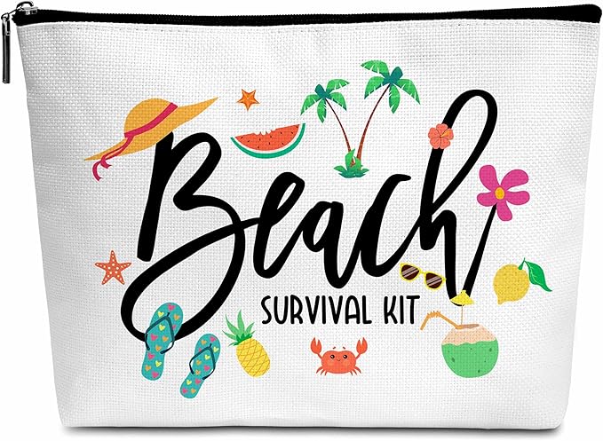 Summer Cosmetic Bag, Cruise Gift Makeup Bag with Zipper for Toiletry Bag Accessories, Beach Lover Gifts for Women Girls Birthday- B10