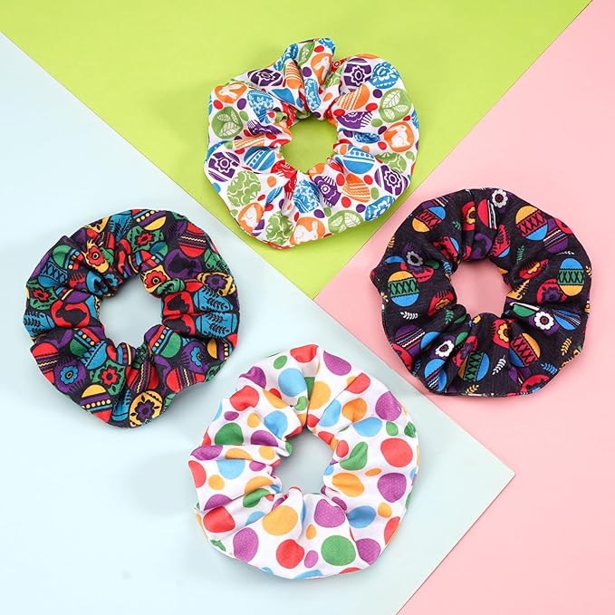 Easter Hair Ties for Women Girls Rabbit Bunny Ear Hair Scrunchies Easter Egg Elastic Hair Bands Spring Flower Hair Tie Accessories Holiday Headwear Outfits Gifts
