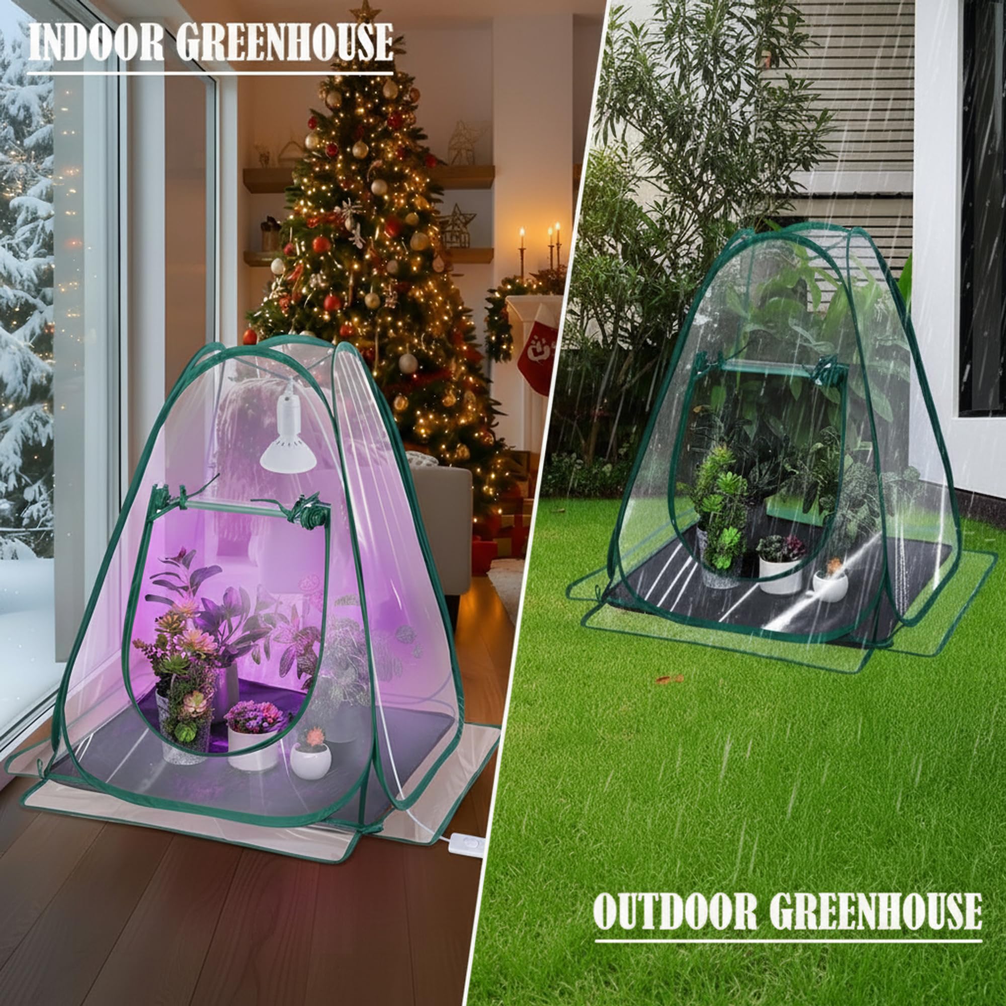 Meonum Mini Greenhouse Indoor with 10W Grow Light and PEVA Mat, 1 Pack