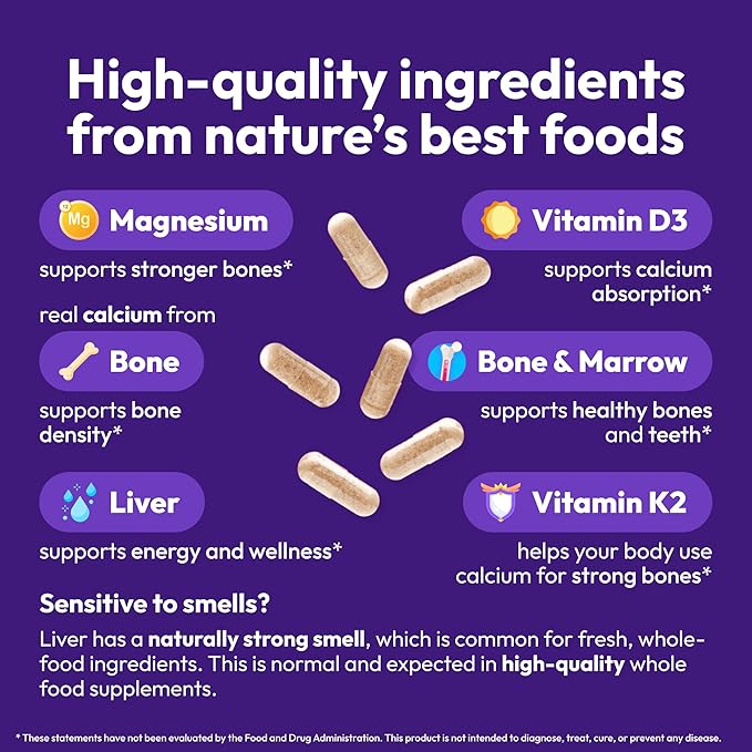 Bone & Jaw Restore – Calcium Supplements with Vitamin D3, K2 & Magnesium | Non-GMO | Bone Builder & Nutrition Support for Women & Men | Density Support Formula | 180 Capsules Bottle