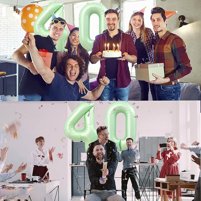 40 Inch Number 40 Balloons, Olive Green Giant Jumbo Helium Number 40 Foil Balloons for 40th Birthday Party Anniversary Events Boys Girls Decorations Supplies