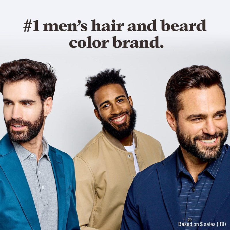 Just For Men Mustache & Beard, Beard Dye for Men with Brush Included, With Keratin Biotin Aloe and Coconut Oil for Healthy Facial Hair - Light Brown, M-25, Pack of 3