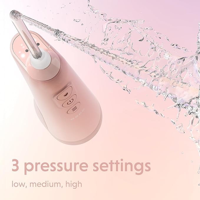 Ordo Water Flossers for Teeth, Cordless IPX7 Waterproof Oral Irrigator, 3 Pressure Settings, Portable, Rechargeable Electric Sonic Flosser, Dental Professional Recommended, Rose Gold