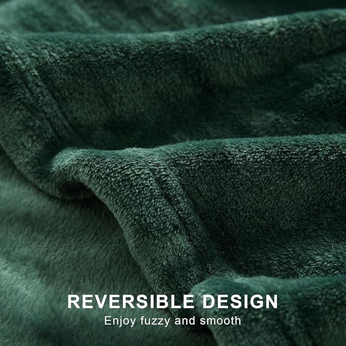 Hansleep Fleece Dark Green Full Blanket, Super Soft Flannel Fuzzy Plush Cozy Blanket for All Seasons, Dark Green, Full 84x90 Inches