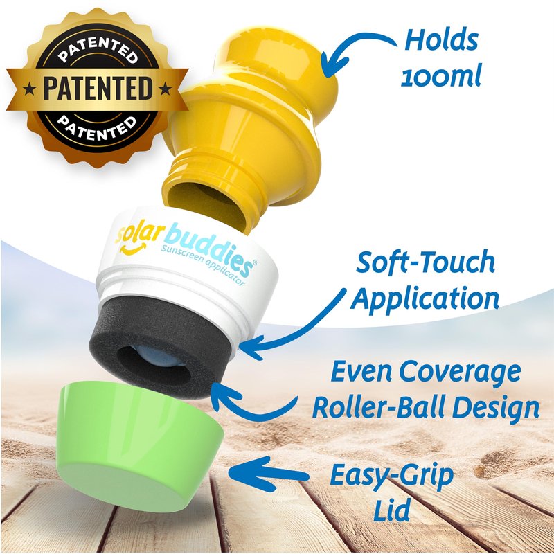 Solar Buddies Sunscreen Applicator – Green– Refillable Roll-on Sponge for Sunscreens & Lotions – For Kids, Adults & Families – Holds 3.4Fl Oz – Perfect for Travel