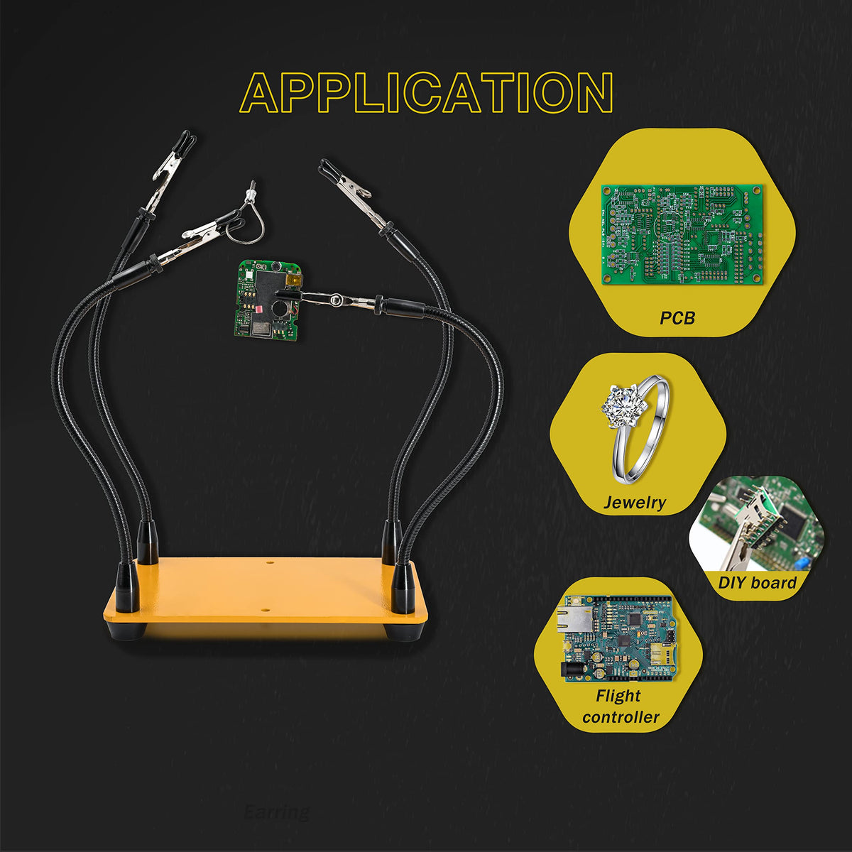 KOTTO Helping Hands Soldering, Third Hand Soldering Tool PCB Holder Four Arms Helping Hands Crafts Jewelry Hobby Workshop Helping Station Non-Slip Steel Weighted Base