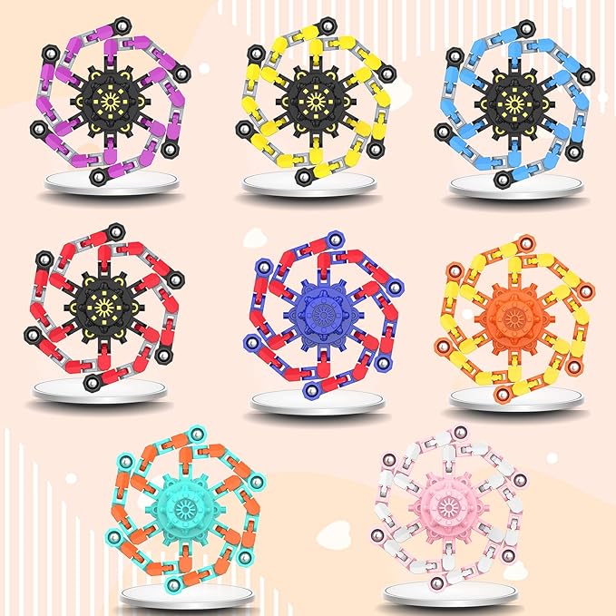 Transformable Fidget Spinners,Kids Easter Basket Stuffers Funny Stress Relief Sensory Fidget Toys,Deformable Chain DIY Robot Fingertip Gyros Toys Party Favors Easter Basket for Kids and Adults (16PC)