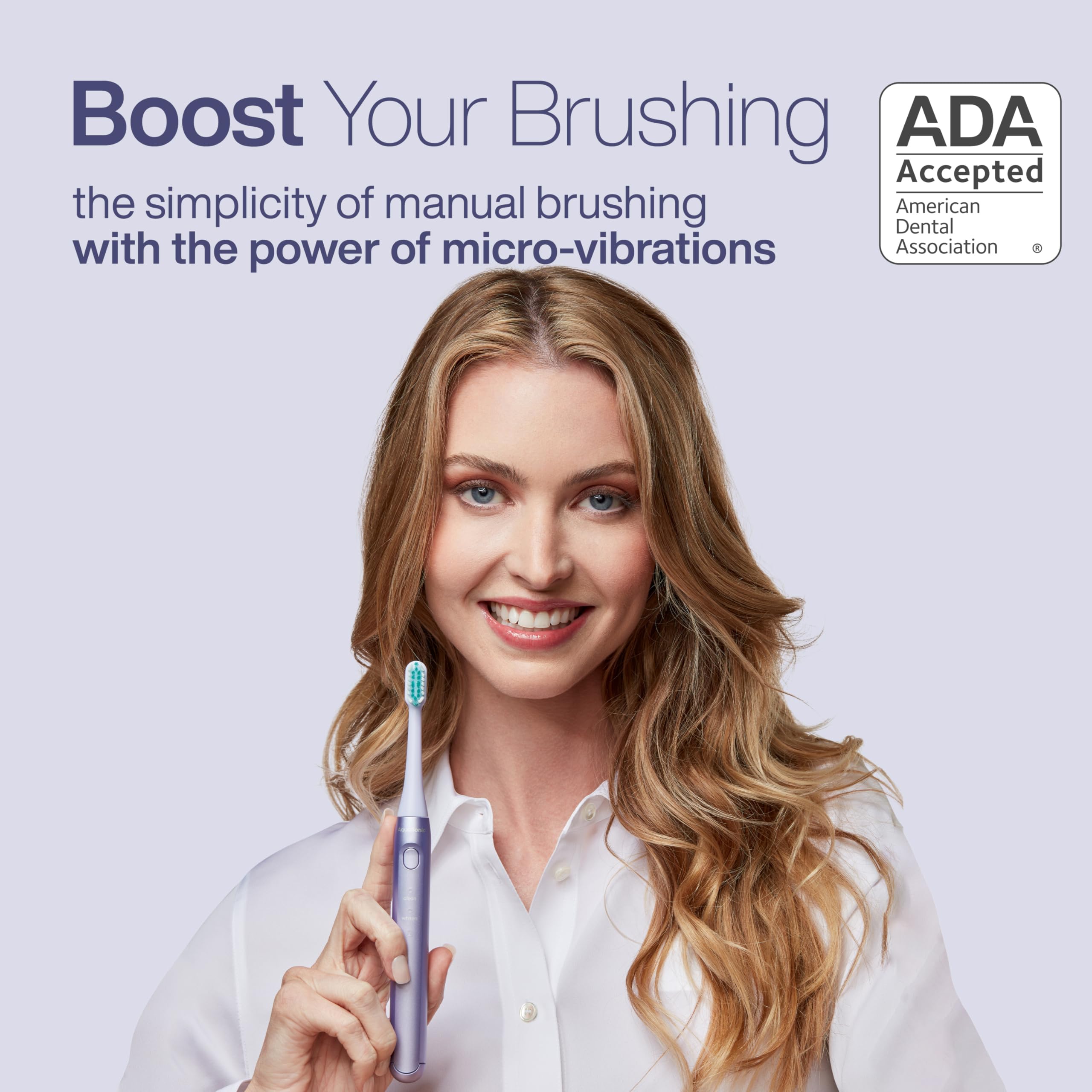 Aquasonic Icon ADA-Accepted Rechargeable Toothbrush | Magnetic Holder & Slim Travel Case | 2 Brushing Modes & Smart Timers | Gentle Micro-Vibrations (Lilac)