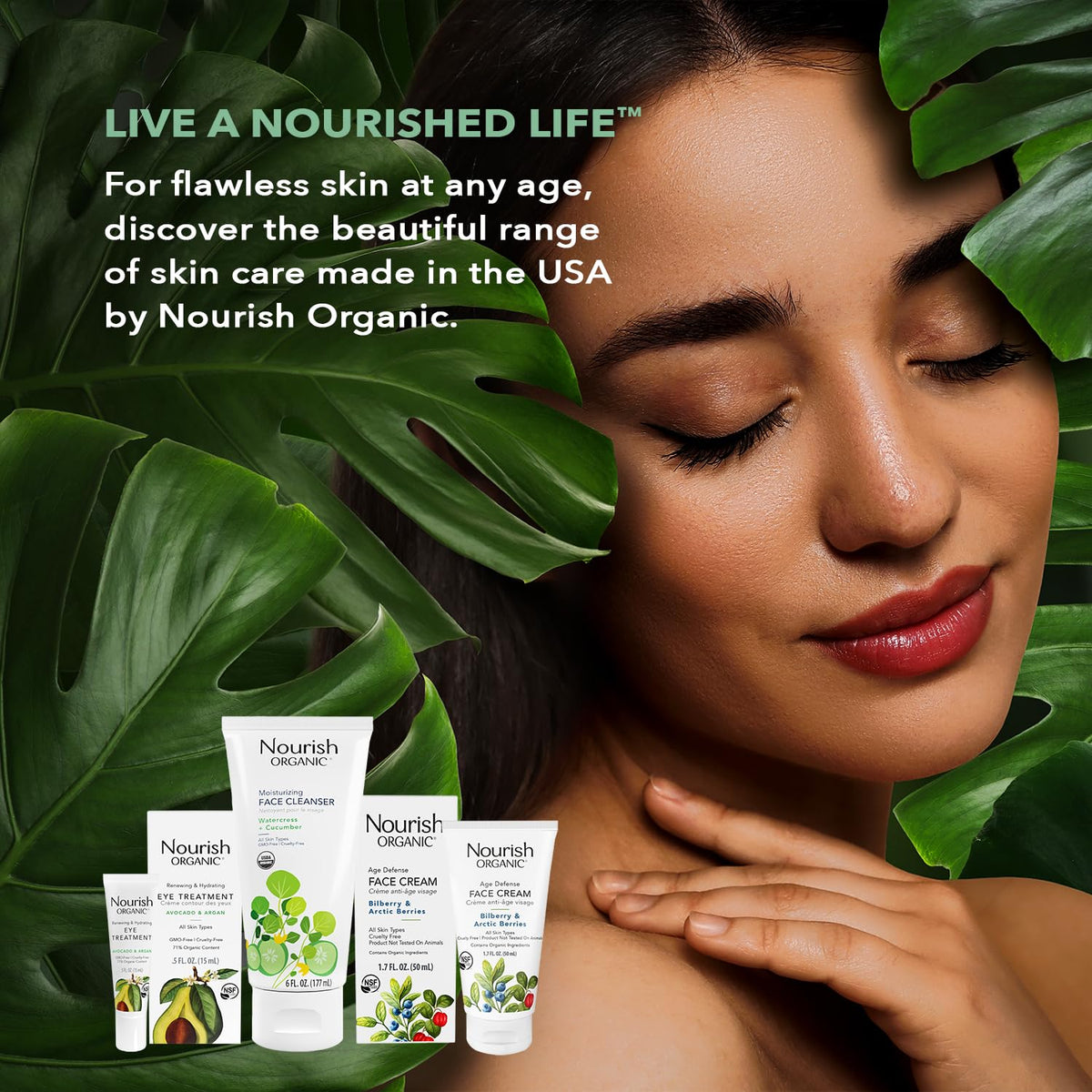 Nourish Organic Moisturizing Face Cleanser for All Skin Types, Watercress + Cucumber Face Wash, Fragrance-Free, 6 Oz (Pack of 2)