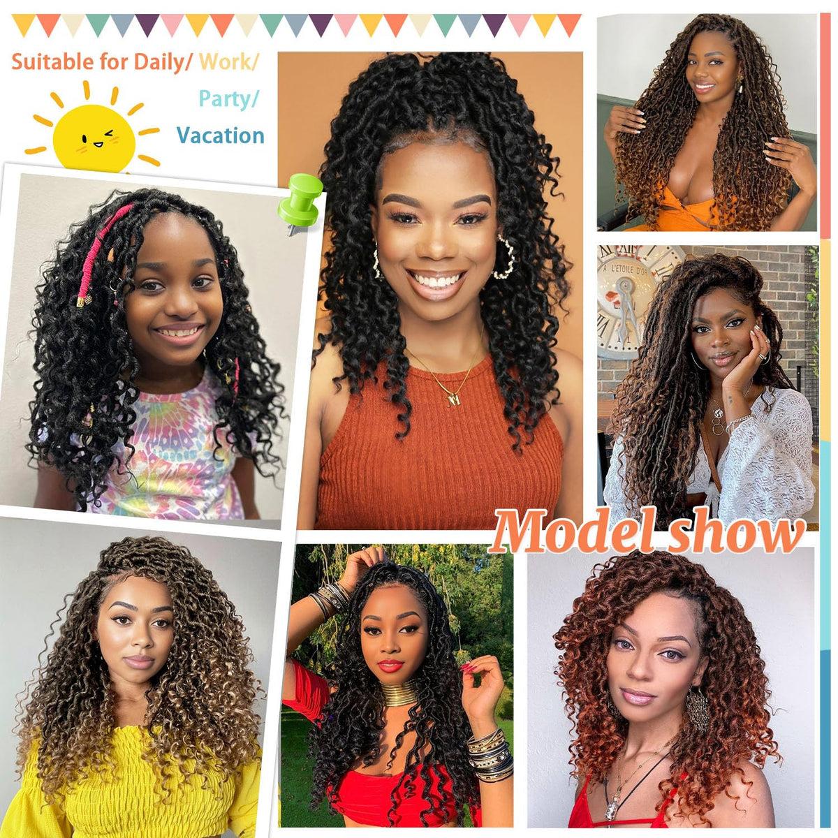 Forevery Goddess Locs Crochet Hair 12 Inch Faux Locs Crochet Hair for Black Women Pre looped 6 Packs Boho Crochet Locs with Curly Ends T1b/4/30