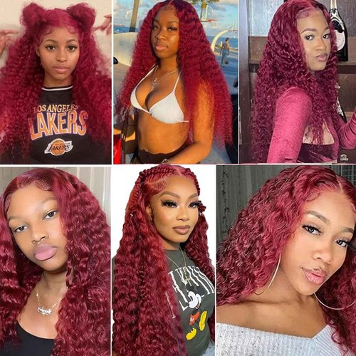 Fabimiya Human Hair Bundles Burgundy 99J Water Wave 18 20 22 Inch Bundles Human Hair 100% Unprocessed Burgundy Soft Sewn In Hair with Double Weft for Black Women