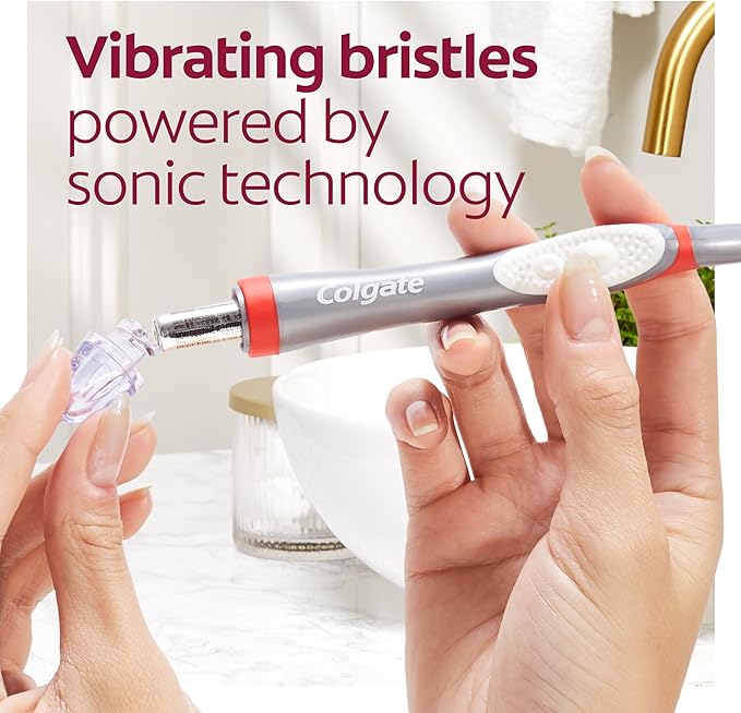 Colgate 360 Optic White Battery Powered Sonic Toothbrush, Soft, 1 Pack