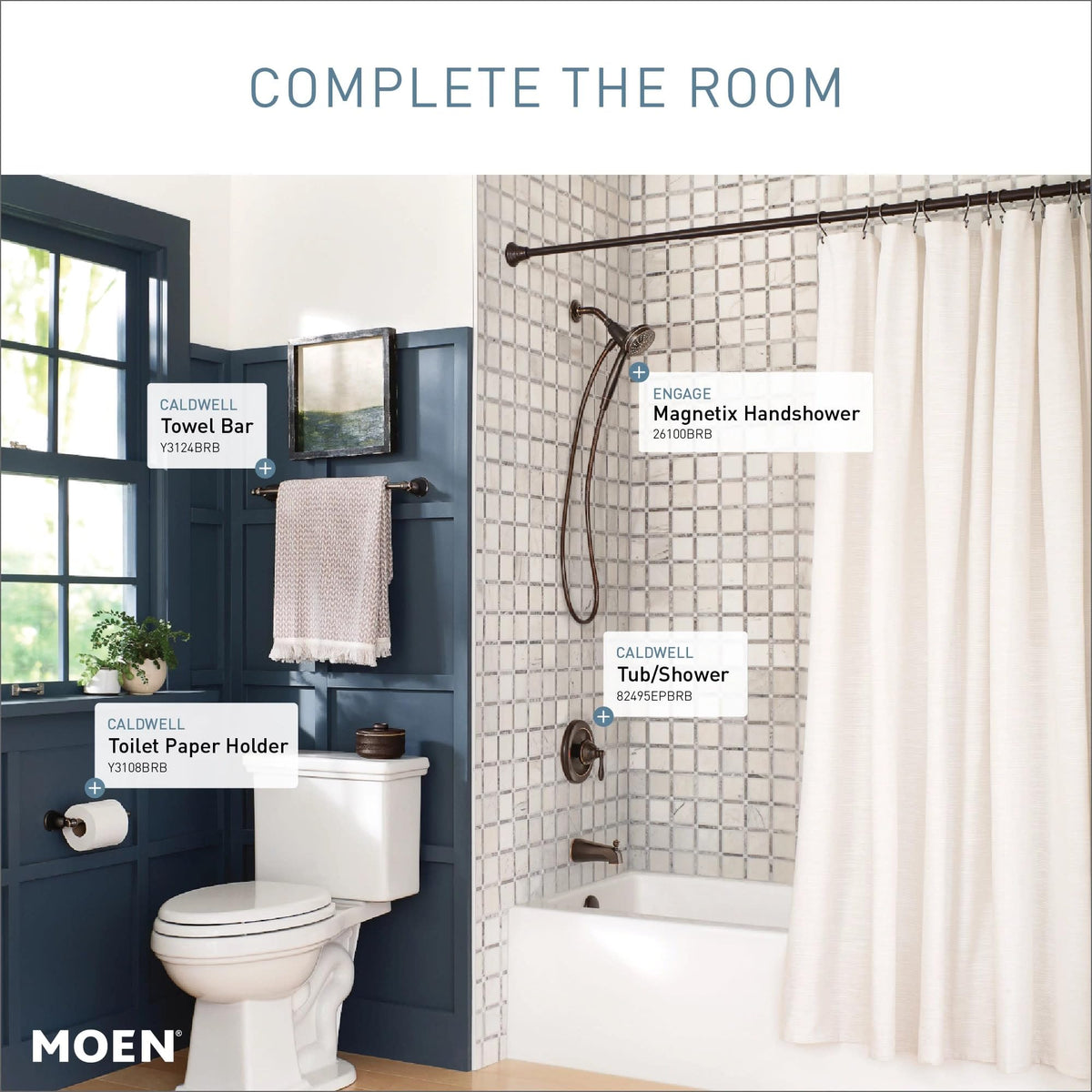 Moen Engage Magnetix Mediterranean Bronze 3.5-Inch Six-Function Detachable Handheld Showerhead with Magnetic Docking System, 26100BRB
