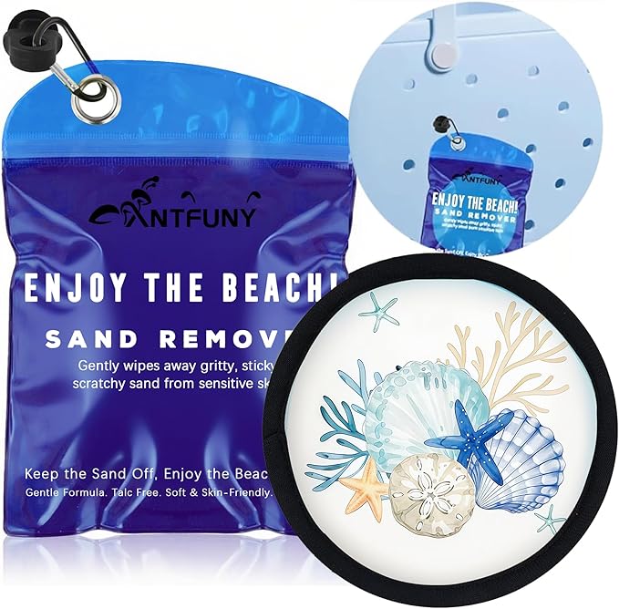 Antfuny Sand Remover for Beach Family Essentials Women Wipe Off Mitt Duster Cup Holder Game Toy Cruise Ship Accessories Summer Vacation Must Have Hawaii Trip Essential Honeymoon Gift Towel