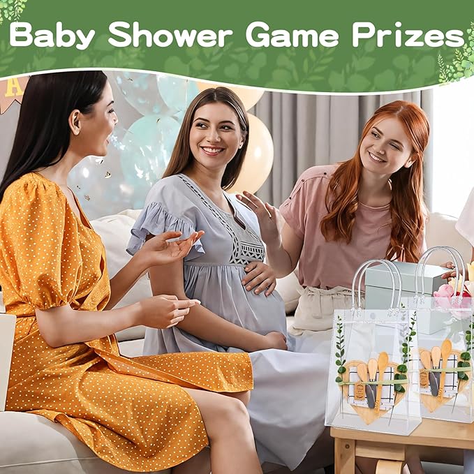 55 Pcs Baby Shower Prizes for Game Winners, 6 Sets Bamboo Cheese Board Kit with Utensils & Towel, Thank You Cards & Gift Bags for Adult Party Favors