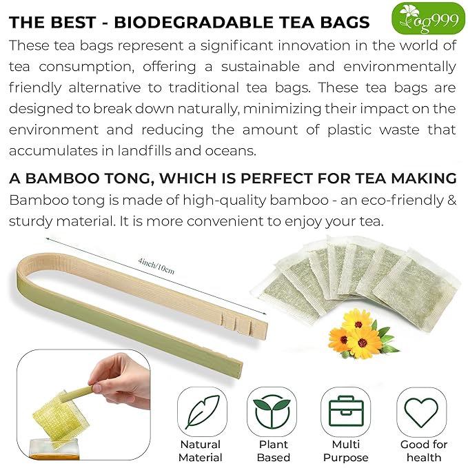 TOG999, Premium 200 Moringa Leaf Tea Bags, 100% Natural & Pure. Loose Leaf Moringa Herbal Tea. No Sugar, No Caffeine, No Gluten, Vegan.