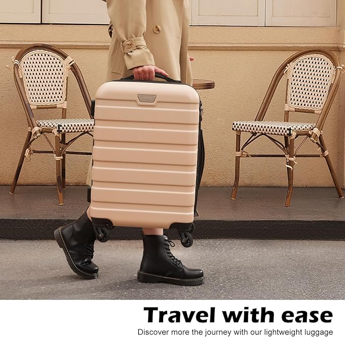 Coolife 3-Piece Lightweight Hardside Spinner Luggage Set with TSA Lock