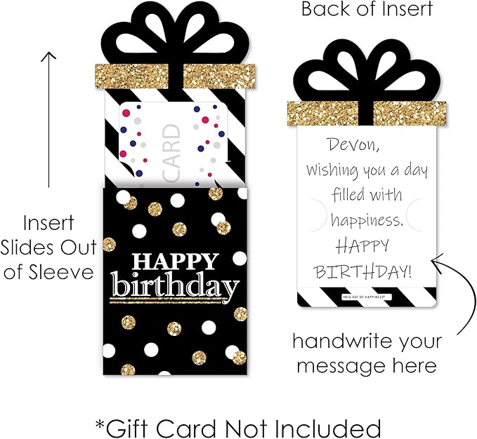 Big Dot of Happiness Adult Happy Birthday - Gold - Birthday Party Money and Gift Card Sleeves - Nifty Gifty Card Holders - Set of 8