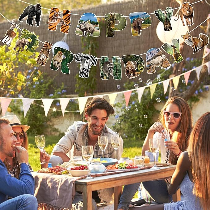 Safari Animals Party Decorations Happy Birthday Banner Safari Animals Party Banner Garland for Birthday Party Decorations Safaris Animals Party Supplies