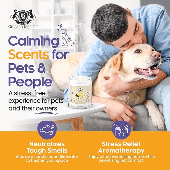 Pet Odor Eliminator Candle Calming Vanilla Scented Candle, Calming Candles Aromatherapy for Home Decor, Soy Wax Pet Candles Odor Eliminator for Animal Lover, Aromatherapy by Gerrard Larriett