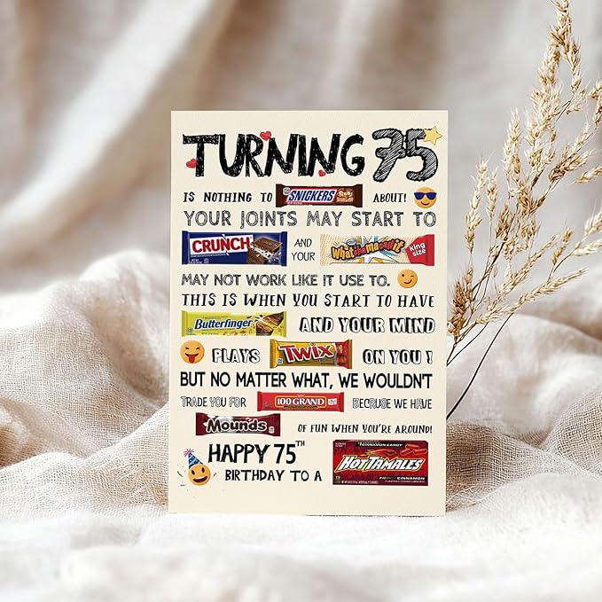 Funny 75th Birthday Card for Women Men, Humor 75th Birthday Gifts for Him Her, Unique 75th Bday Decorations Ideas for Parents Grandparents