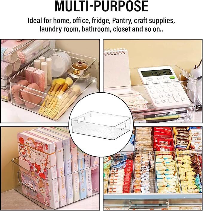 Clear Plastic Storage Bins, Pantry Organizers and Storage, Kitchen Organization and Storage Containers Bins for Organizing, Fridge, Freezer, Bathroom, Pantries, Medicine Cabinet Organizer Bin