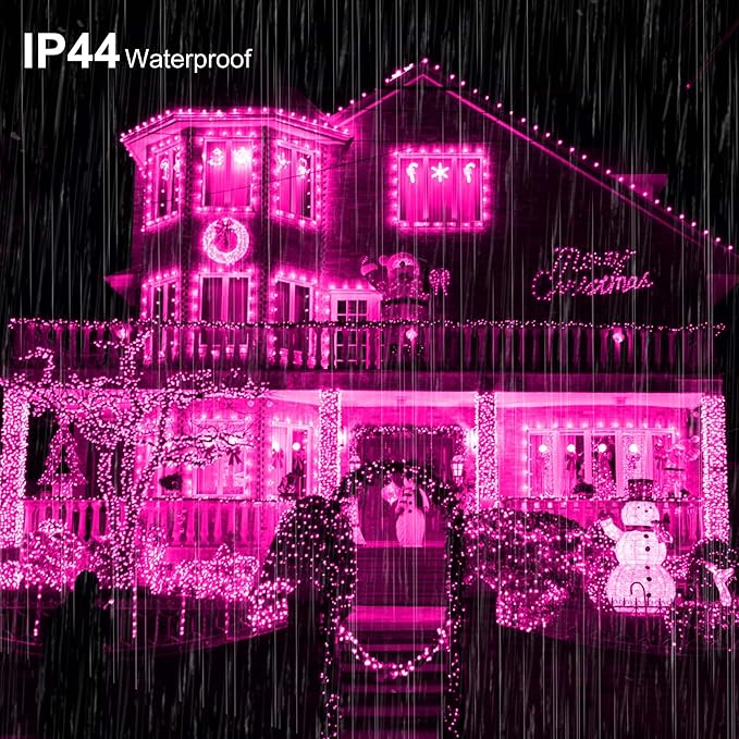 weillsnow Pink Valentine's Day Lights Outdoor, 164 FT 500 LED String Lights Plug in, 8 Modes Waterproof Fairy Lights for Valentines Day, Christmas, Party, Wedding, Bedroom, Garden Decorations