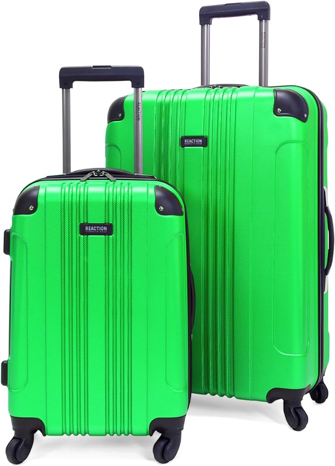 Kenneth Cole REACTION Out of Bounds Lightweight Hardshell 4-Wheel Spinner Luggage, Kelly Green, 2-Piece Set (20" & 28")