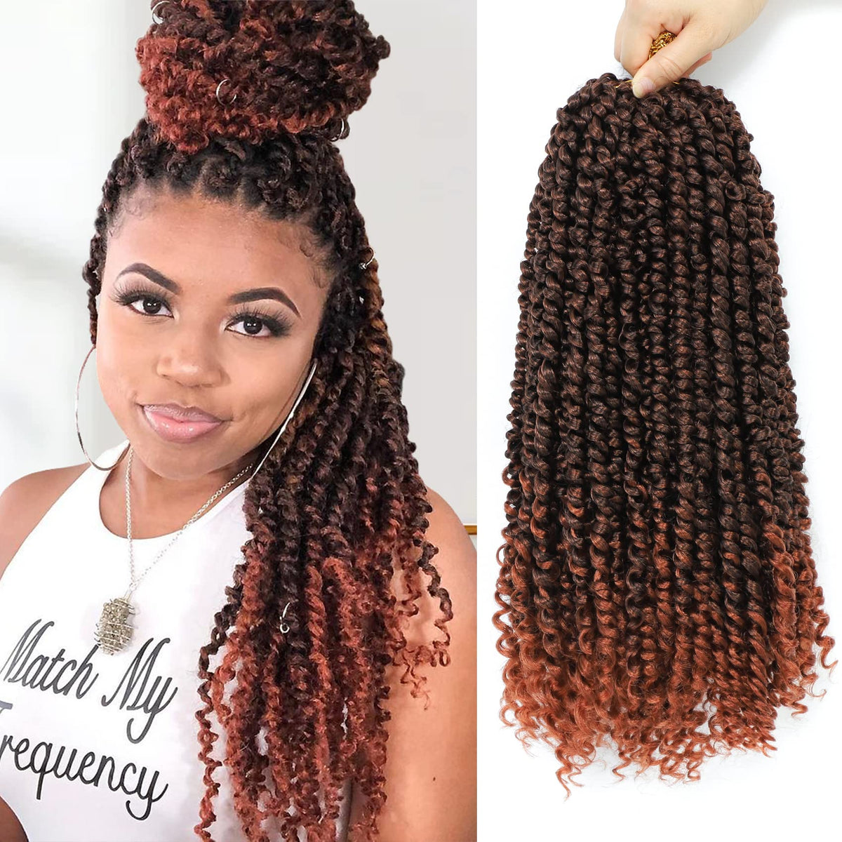 Passion Twist Hair 14 Inch 8 Packs, Pre Twisted Passion Twist Crochet Hair For Black Women, Pre Looped Passion Twist Curly Crochet Hair, Short Crochet Passion Twist Hair (14 Inch (Pack of 8), T350#)