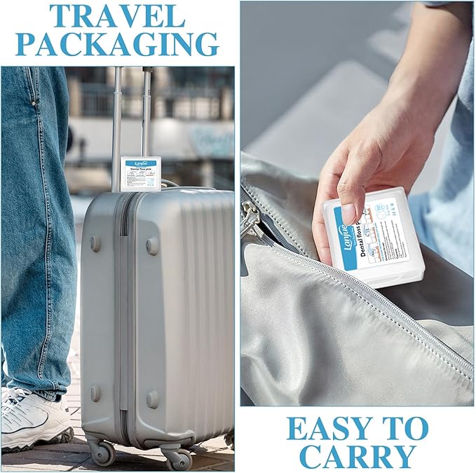 400 Count Dental Floss Picks, Travel Dental Flossers with 4 Portable Case Toothpicks Sticks Dental Tooth Picks Flosser Dental Floss Cleaner Dental Floss Sticks for Family Teeth Cleaning