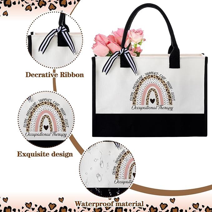 Geiserailie 8 Pcs Christmas Occupational Therapist Gifts for Women Including Large Tote Bag Cosmetic Bags Tumbler Cup Plush Socks Metal Keychain Card and Envelope for Christmas OT Thank You Gifts