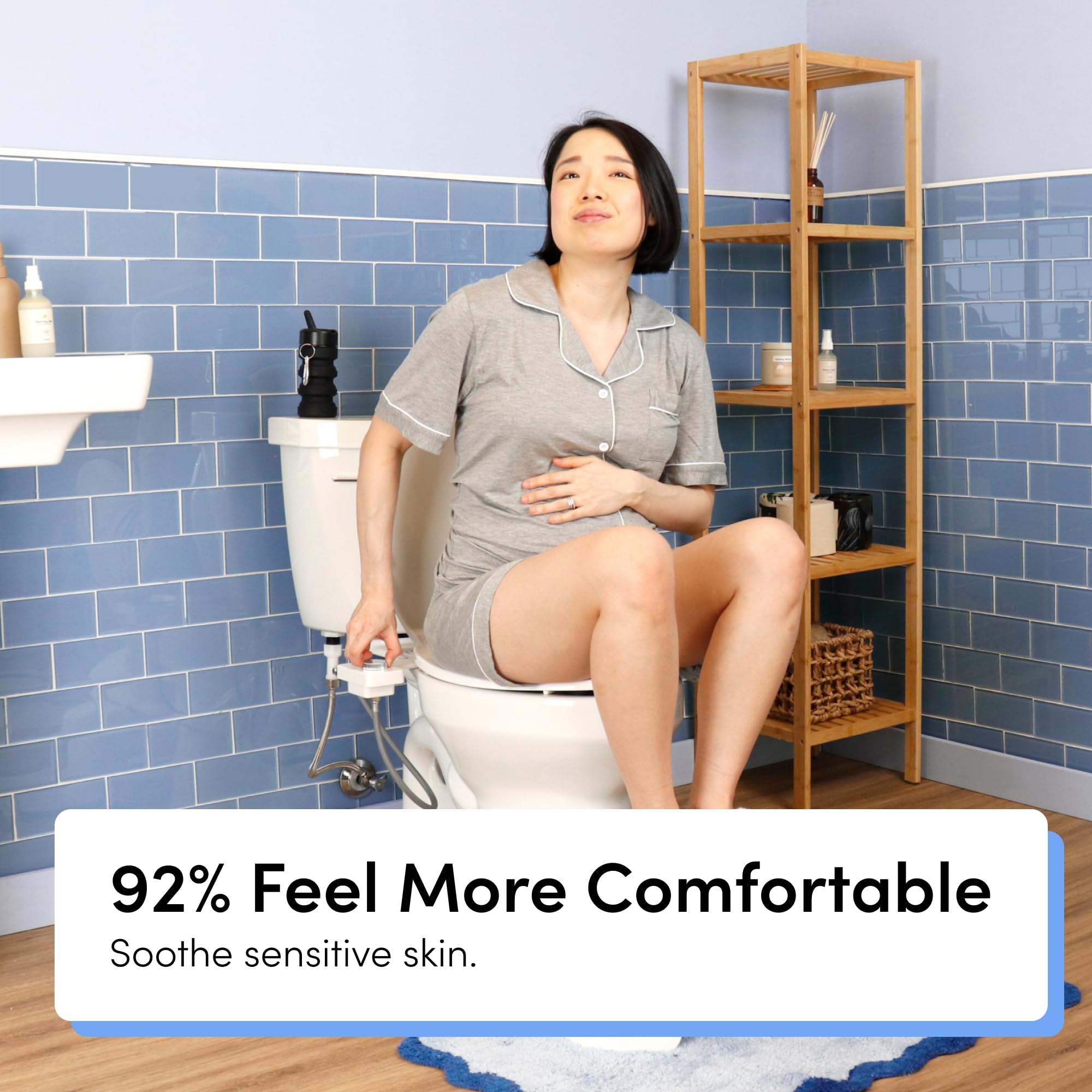 TUSHY Fresh Ultra-Slim Starter Bidet Attachment for Toilet | Non-Electric, Adjustable Water Pressure, Cool Water Rear Wash, Self-Cleaning | Fits Elongated & Round Toilets, Easy 10 Min Install, Bamboo