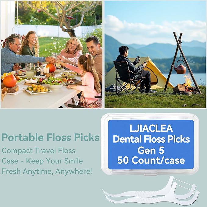 Dental Floss Picks with Built-in Toothpicks 500 Count White Non-Breakable Flossers Bulk 10 Travel Cases Family Pack for Deep Cleaning Plaque Removal and Gingiva Protection Gen 5