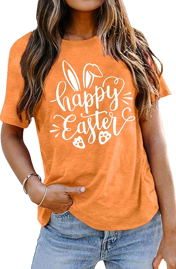 LAZYCHILD Women Easter Teacher Shirts: Funny Treat All with Kindness T-Shirt Bunny Rabbit Tee Tops