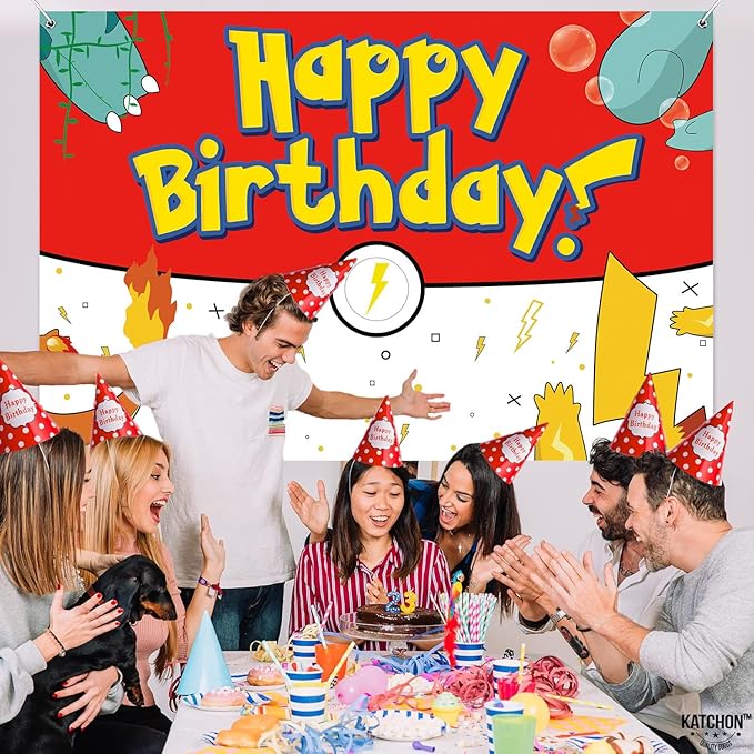 Birthday Party Decorations Backdrop Banner Red, White, Blue, Yellow, Cute Theme 5X3FT Happy Birthday Decorations Supplies Photography Background