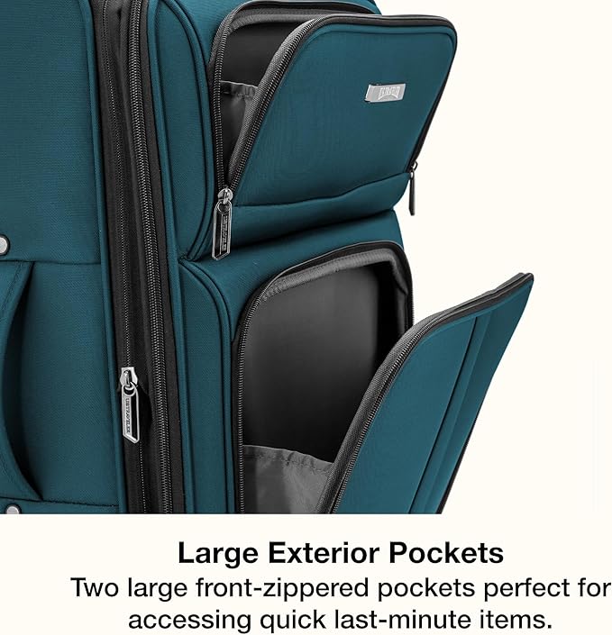 U.S. Traveler Anzio Softside Expandable Luggage with Spinner Wheels, Teal, 22-Inch Carry-on