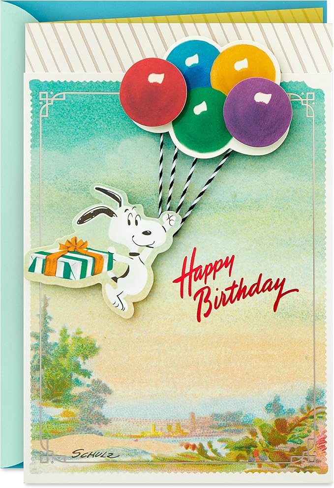 Hallmark Peanuts Birthday Card (Snoopy, Balloons)
