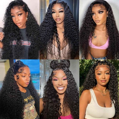 Keizanar Deep Wave Lace Front Wigs Human Hair Pre Plucked 13x4 HD Lace Frontal Wigs For Women Human Hair Glueless Deep Curly Lace Front Wig Human Hair with Baby Hair 180% Density (22 Inch)
