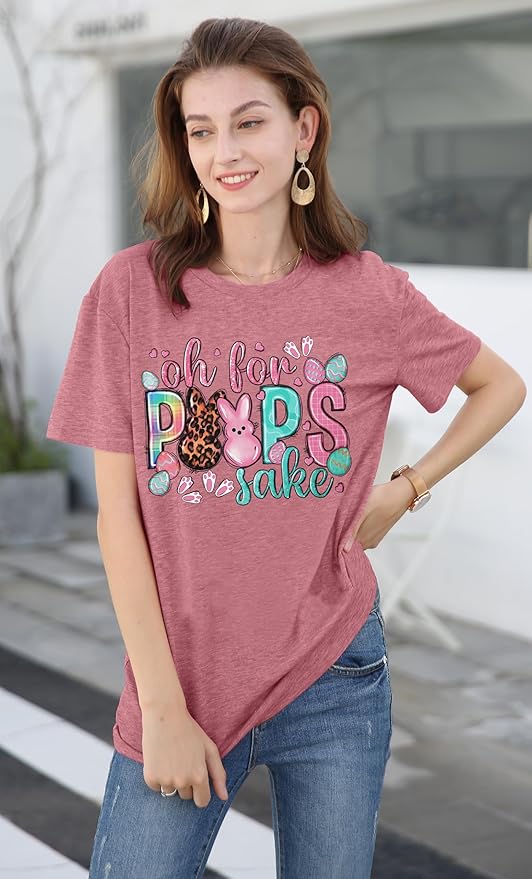LAZYCHILD Women Easter Teacher Shirts: Funny Treat All with Kindness T-Shirt Bunny Rabbit Tee Tops