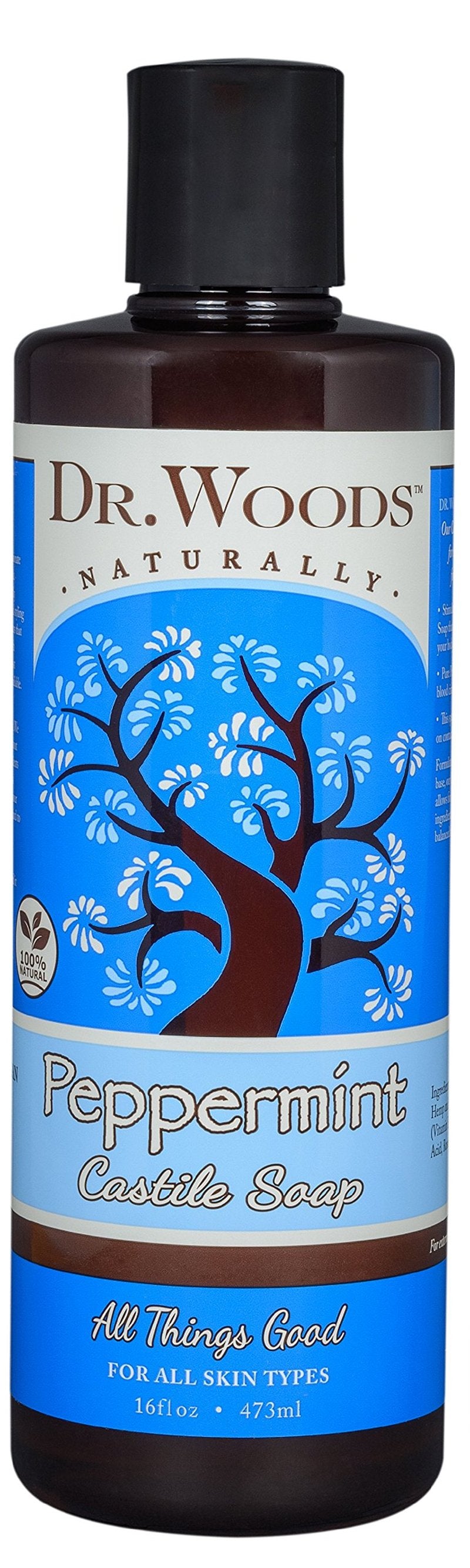 Dr. Woods Pure Peppermint Liquid Castile Soap, 16 Ounce (Pack of 2)