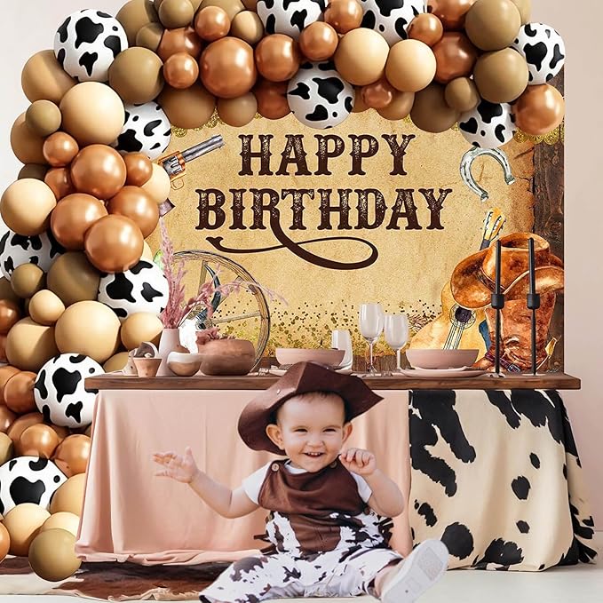 Mocsicka Western Backdrop Western Party Decorations Wild West Rodeo Cowboy Background Brown for Boys Birthday Party Supplies Banner for Photography (10x8ft(120x96 inch))